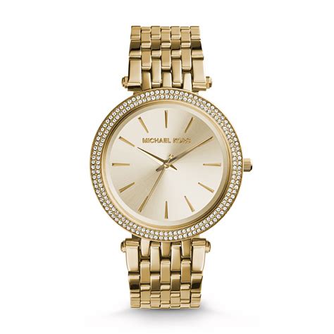 michael kors women's darci pavé gold tone watch navy